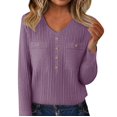 thumbnail image 2 of Winter Plus Size Fall Sweaters for Women Women's V Neck Cut Sweater With Buttons Soft Wool Knit Pullover Slim Fit Base Layer For Daily Wear, 2 of 4