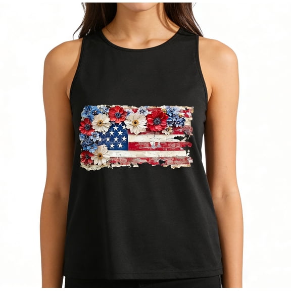 Bgstyu American Flag Tank Tops Women 250 Anniversary USA Shirt Patriotic Shirt USA Flag Stars Stripes Print Sleeveless T-Shirt 4th of July Patriotic Tee Tops