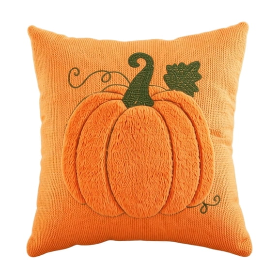 Plush 3D Pumpkin Throw Pillows Covers, Soft Plush Decorative Throw Pillow Case for Halloween Decorations Fall Home Orange Pumpkin Accent