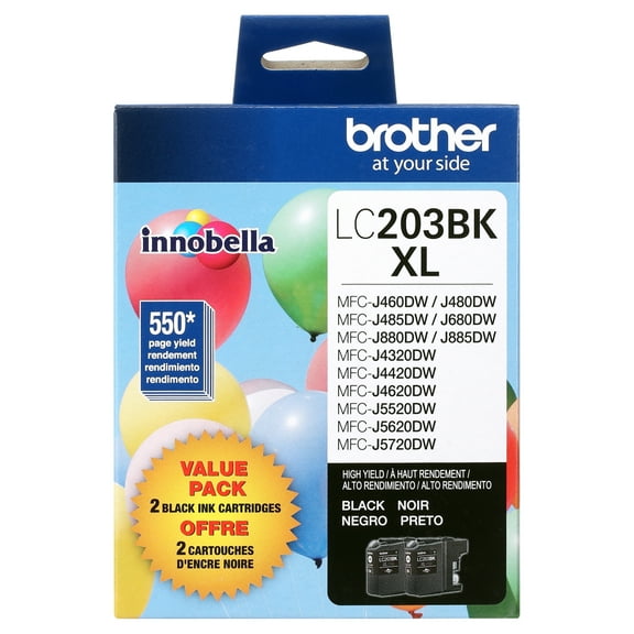 Brother Genuine High-yield Black Printer Ink Cartridges, LC2032PKS