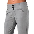 thumbnail image 2 of Pantalones elásticos de cintura baja para mujer con bolsillos Pantalones de vestir con pierna acampanada Pantalones pequeños para trabajo de oficina BusinessF-light Grey--button FrontXX-Large, 2 of 5