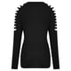 thumbnail image 4 of Moda para mujer, manga larga, cuello redondo, taladro caliente, mangas recortadas, blusa para mujer Pompotops  FGAJ12874, 4 of 5