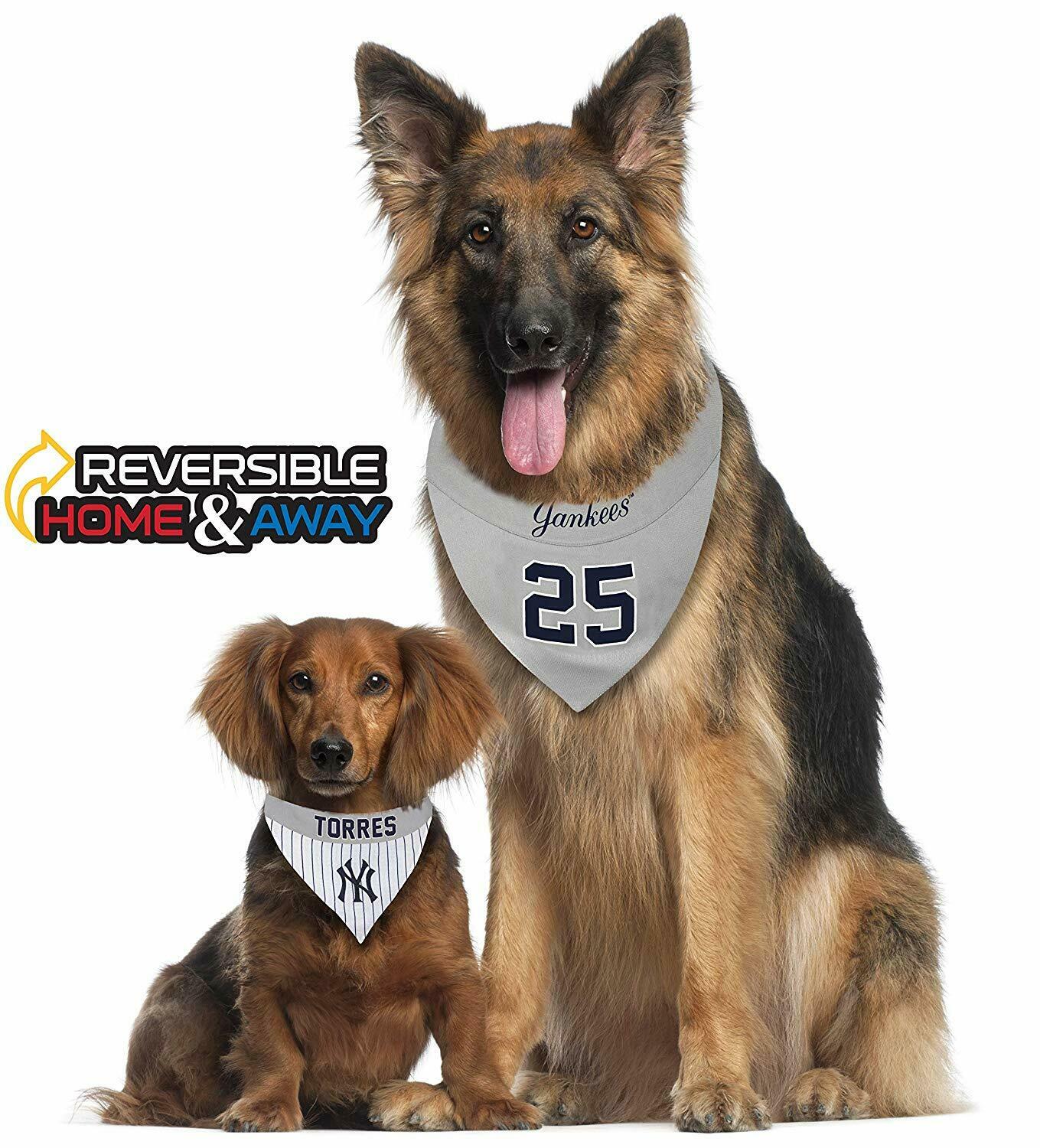 Pets First MLBPA Gleyber Torres Reversible Dog Bandana - Licensed, Reversible Pet Bandana - 2 sided Bandana