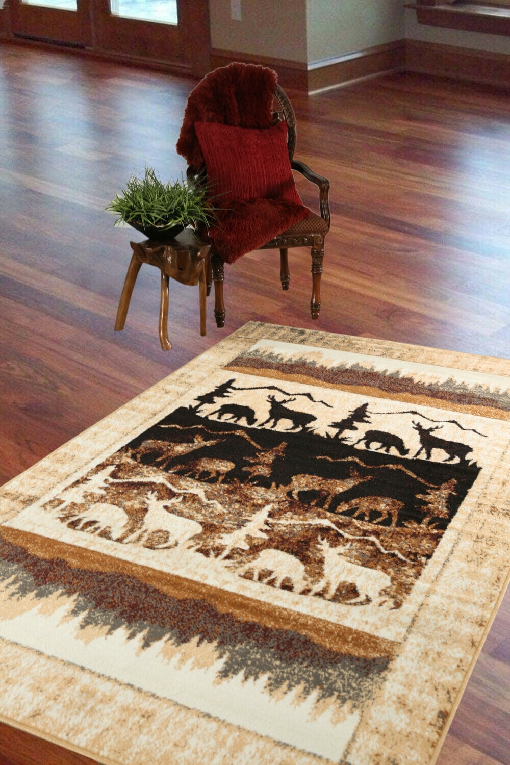 Furnish My Place Pine & Moose Lodge Rug 5ft. x 8ft., Multicolor