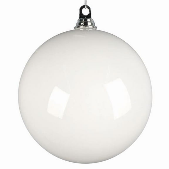 Vickerman MT250811W 8 in. Enamel Ball Ornament, White - 2 per Bag