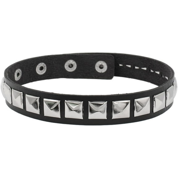 Bristol Novelty BA185 Punk Studded Choker, Gothic Rock Heavy Metal Leather Choker Accessories Adjustable For Halloween Party Stage Performance Cosplay Women Men(Black)
