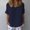 Navy, variant on QHWAUAKFBN T Shirts For Women Loose Fit Cotton Linen O Neck Solid Short Sleeves Blouse Tshirts Top