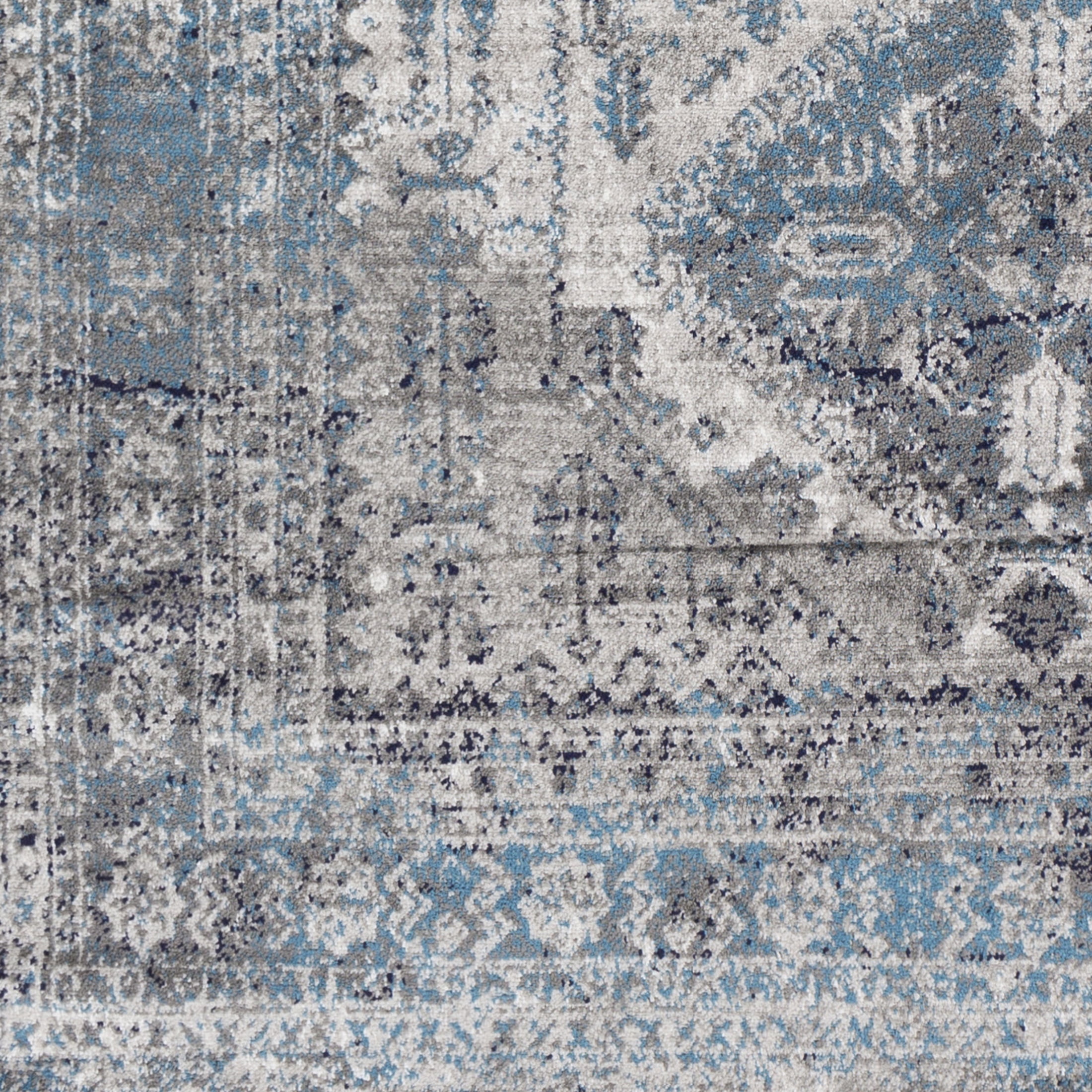 Livabliss Area Rugs for Living Room, 5ft Round Monte Carlo Traditional Blue Round Rug, Bedroom Dining Room Home Decor Stain Resistant Carpet (5'3" x 5'3")