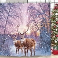 thumbnail image 5 of Winter Snow Christmas Shower Curtain 60Wx72L Inch Village Pine Tree Xmas Landscape Holiday Bathroom Set Accessories Decor with 12 Pack Hooks, 5 of 6
