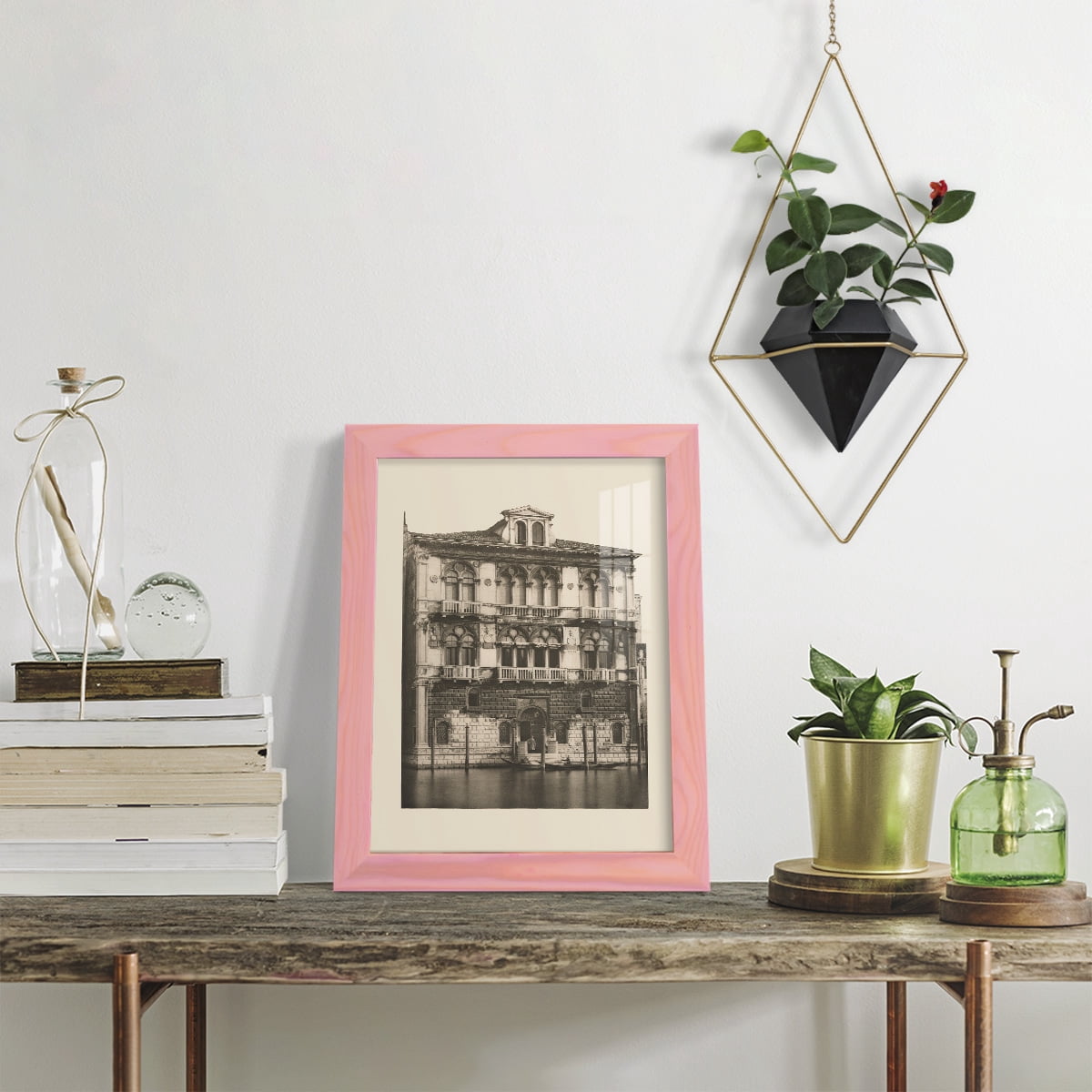 Vintage Views of Venice II - Framed Print w/glass - Sunset Pink