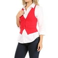 thumbnail image 4 of Women's Casual Button Down Racerback Belt Slim Fitted Tuxedo Suit Vest Top S-3XL, 4 of 5