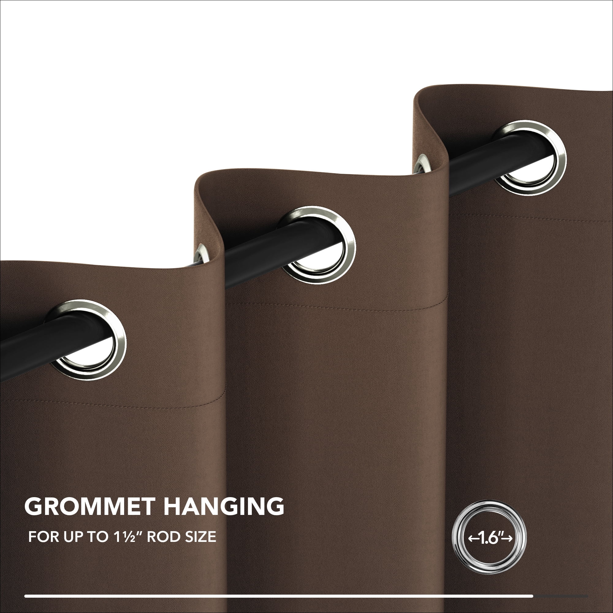 Deconovo Blackout Curtains for Bedroom 42x63 inch, Grommet Thermal Insulated Curtains for Living Room (Brown, 2 Panels)