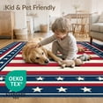 thumbnail image 4 of ODIKA 8'x10' Washable Area Rug Durable, Non-Slip Door Striped Motif Border Independence Welcome July Patriotic Refined Structured for Living Room, Under Sectional, Family, 4 of 7