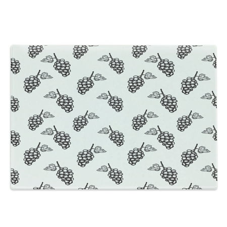 

Vineyard Cutting Board Hand Drawn Sketchy Fruits Summer Ripe Simplistic Farmers Graphic Art Decorative Tempered Glass Cutting and Serving Board Large Size Grey White by Ambesonne