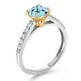 thumbnail image 3 of Gem Stone King 925 Sterling Silver and 10K Yellow Gold Sky Blue Topaz and White Lab Grown Diamond Engagement Ring for Women (3.00 Cttw, Cushion 8MM, Gemstone November Birthstone, Size 6), 3 of 4