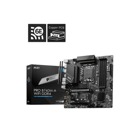 MSI Pro B760M-A WIFI DDR4 Gaming Desktop Motherboard - Intel B760 Chipset - Socket LGA-1700 - Micro ATX (prob760m-awifiddr4)