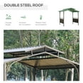 thumbnail image 3 of Outsunny 8'x5' BBQ Grill Gazebo with 2 Side Shelves, Outdoor Double Tiered Interlaced Polycarbonate Roof with Steel Frame, Brown, 3 of 9