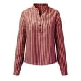 thumbnail image 6 of Blouses Button-Down Shirts for Women Long Sleeve Autumn And Winter Casual Loose Print Striped V-neck Shirt Tops, 6 of 6