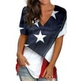 thumbnail image 2 of ibuvkizy Summer Tops for Women 2025!Independence Day Shirts for Women Fashion American Flag Tops Patriotic Crewneck Short Sleeve Print Tees,4th of July Shirt Black L, 2 of 5