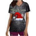 thumbnail image 1 of RKSTN Hauts de Blouse pour Femmes, Manches Courtes de Noël, Col en V, Poches, Imprimé Élan, Uniforme de Travail Infirmier, Mode Confortable, 1 of 5
