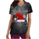 thumbnail image 2 of Fiudx Camisetas para Mujer Blusa Navideña de Manga Corta con Cuello En V y Bolsillos Estampados para Mujer, 2 of 5