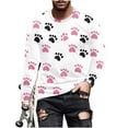 thumbnail image 2 of Ceisia Men's Colorful Glitter Paw Print T-Shirt | Slim Long-Sleeve Crewneck Casual Top Gift, 2 of 5