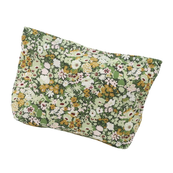 Vocoste 1 Pc Women Portable Printed Clutch Makeup Bag for Travel Vacation Camping Green Canvas