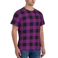 thumbnail image 2 of Qekee Purple Black Plaid Classic Fit T-Shirt Men's Shirt Men's Tight Short Sleeves for Exercise, Running, Mountaineering - Purple Black Plaid, 2 of 9