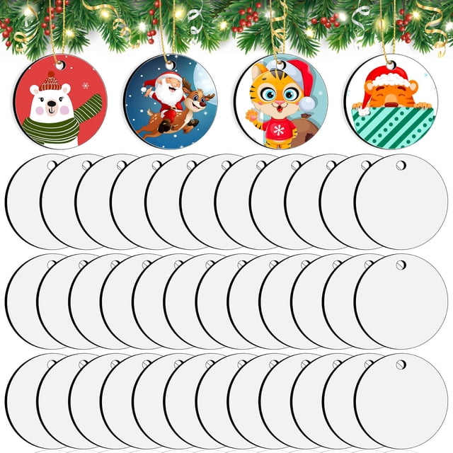 Ornament Blanks Billbotk, redondos, 7 cm, MDF, 60 unidades