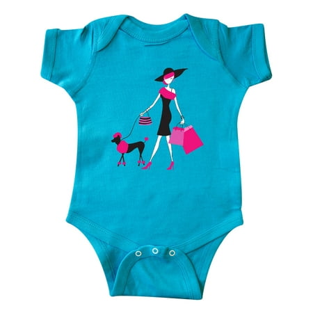 

Inktastic French Girl Fashion Girl Pink Hair Poodle Gift Baby Girl Bodysuit
