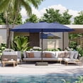 thumbnail image 3 of LAUSAINT HOME 13ft Double Sided Patio Umbrellas with Base & Crank Handle for Garden, Poolside, Navy Blue, 3 of 10