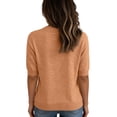 thumbnail image 3 of Lumtrix Womens Short Sleeve Sweaters Casual Crew Ruffle Neck Lightweight Shirt Loose Fit Summer Trendy Knit Tops Khaki XL, 3 of 3
