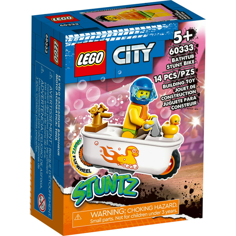 LEGO City Stuntz Bathtub Stunt Bike Set 60333 with Flywheel-Powered Toy  motorcycle and Racer Minifigure, Small Gift Idea for Kids Aged 5 Plus 