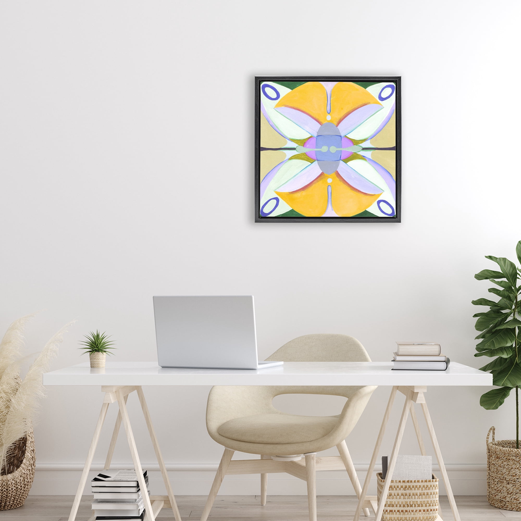 Stupell Industries Warm Revival Kaleidoscope Black Framed Floater Canvas Wall Art, design by Melissa Wang