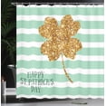 thumbnail image 3 of Ambesonne St Patrick's Day Shower Curtain, 4-Leaf Shamrock, 69"Wx75"L, Mint Green and Amber, 3 of 4