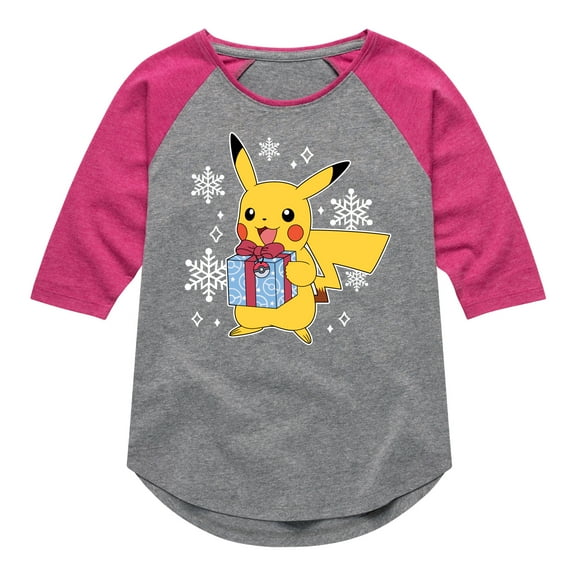 Pokémon - Pika Presents - Youth Girls Raglan Graphic T-Shirt