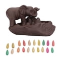 thumbnail image 1 of Quemadores de incienso de reflujo de elefante con 20 conos de incienso de gres rojo que alivian la ansiedad. Porta incienso de reflujo para salón de té., 1 of 14