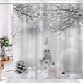 thumbnail image 2 of Christmas Snowman Shower Curtain, Cute Snowman Balls Snowflake in Grey Winter Snow Forest Decorative Shower Curtain Set, Xmas Holiday Gray Shower Curtain 12 Hooks Included Polyester 72"X72"Inch, 2 of 6