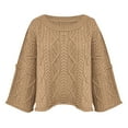 thumbnail image 4 of Sweaters For Women Womens Cropped Sweaters Oversized Cable Knit Crewneck Long Sleeve Pullover Trendy Casual Loose Sweater Tops Womens Sweaters, 4 of 5