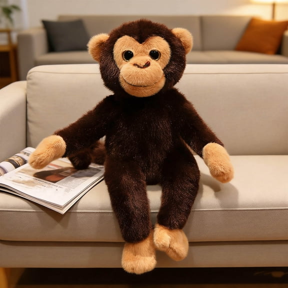 Monkey Plush Pillow 13 Inch, Soft Cuddly Stuffed Animal, Cozy Huggable Monkey Toy for Kids Boys Girls, Cute Bedroom Sofa Decoration, Birthday Gift