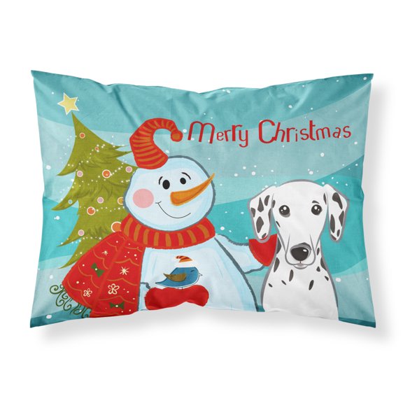 Carolines Treasures BB1830PILLOWCASE Snowman with Dalmatian Fabric Standard Pillowcase Standard multicolor