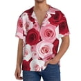 thumbnail image 3 of Disketp Men's Hawaiian Rose Print Shirts Button Down Holiday Beach Shirts-Large, 3 of 7