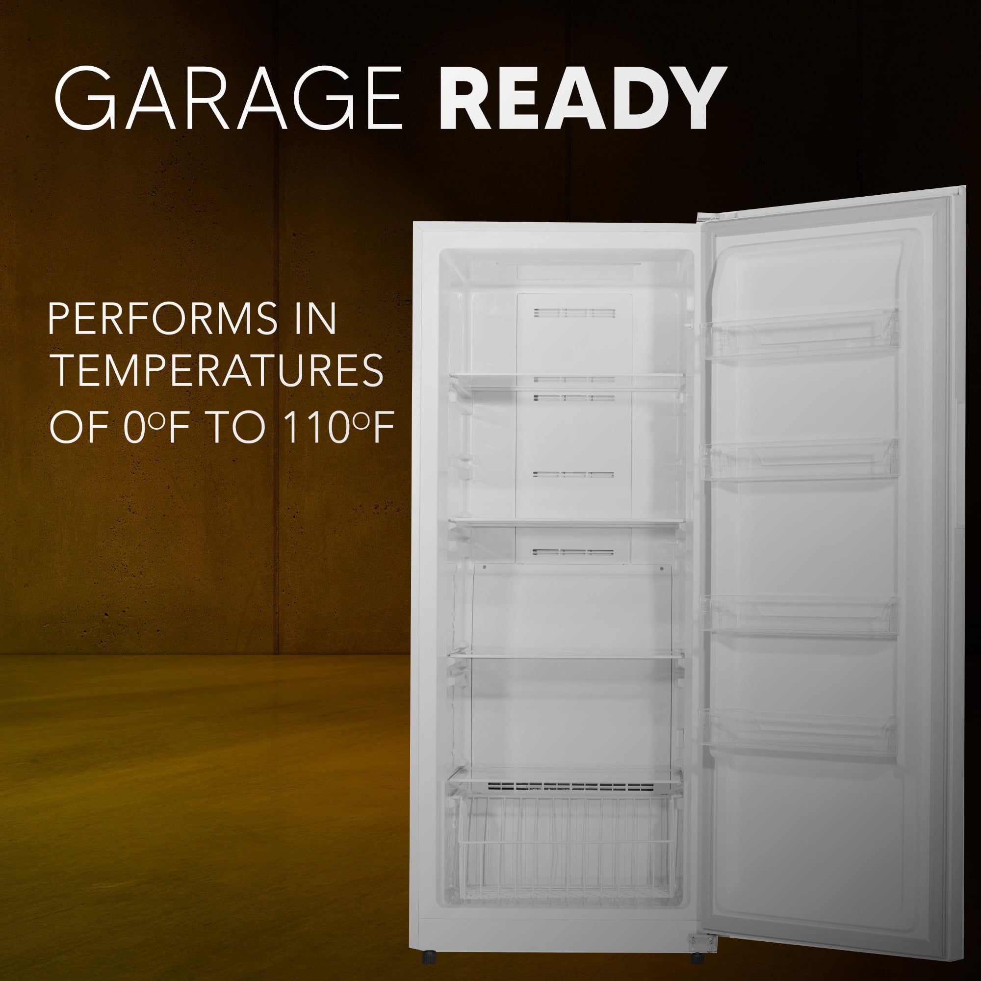 Farberware 17 cu ft upright freezer with spacious storage, adjustable shelves, and energy-efficient performance—ideal for bulk food storage in homes or garages.