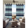 thumbnail image 6 of Navy Blue Turquoise Striped Blackout Curtains for Bedroom Living Room Darkening Curtains 63 Inches Long Gradient Horizontal Lines Window Curtain 2 Panels Set Window Treatment Grommet Drapes 42"x63", 6 of 9