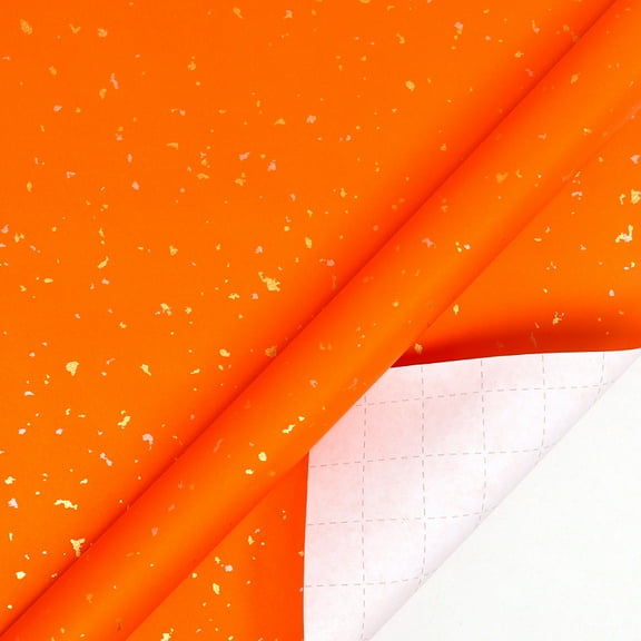 NAMZI 17 Inch x 9.84 Feet Mini Roll Wrapping Paper, Orange Gold Design with Silky Touch for Birthday, Wedding & Holiday