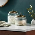 thumbnail image 2 of Small Glass Bath Canister Brass: Elegant Storage Container with Lid for Bathroom Organization, 2 of 4