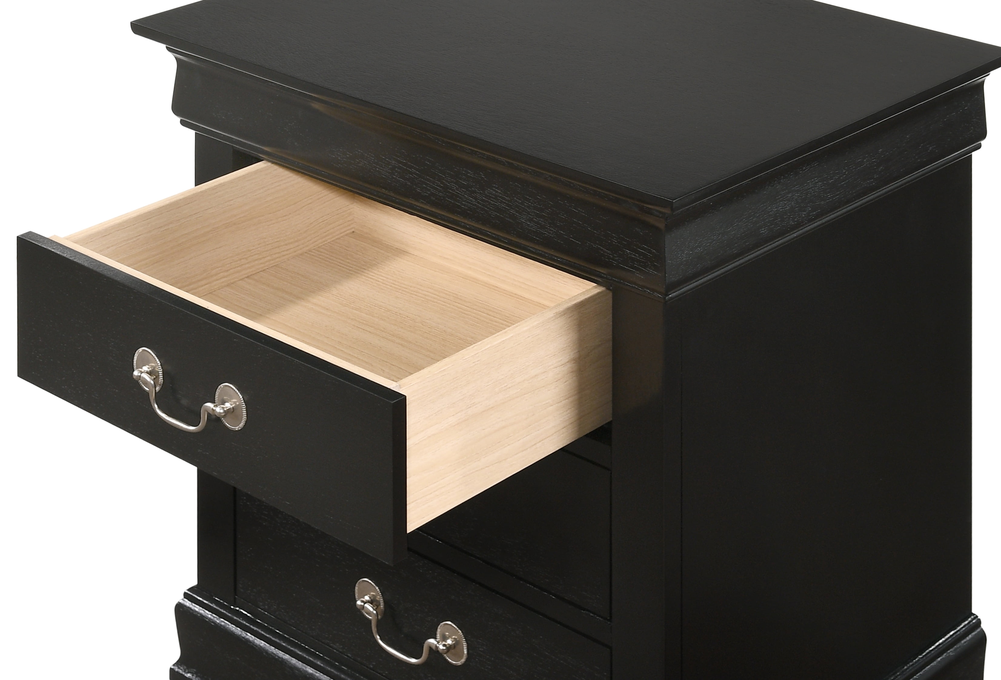 Glory Furniture Louis Phillipe Night Stand in Black Color