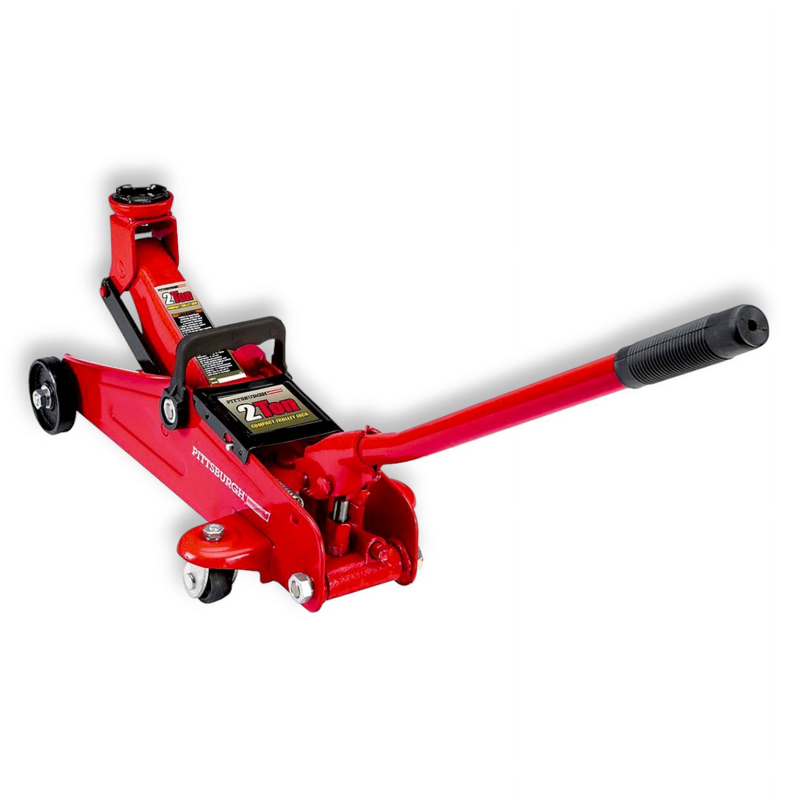 Pittsburgh Low Profile 2 Ton Floor Jack, 4000 lbs Capacity, Heavy Steel, 5-3/8 to 13 Inch Lift, Red
