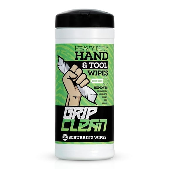 Grip Clean Heavy Duty Hand & Tool Cleaning Wipes – Waterless Hand Cleaner – 30ct (Pack of 1)