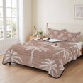 thumbnail image 2 of Quilts King Size Bedding Set, Brown Palm Tree Lightweight Quilted Comforter, Summer Botanical Tropical Tree Soft Reversible Bedspread Coverlet with Pillow Covers for All Season, 96" x 106", 2 of 9